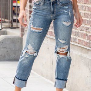 Judy Blue Plus Size Hannah Mid Rise Cuffed Boyfriend 18W